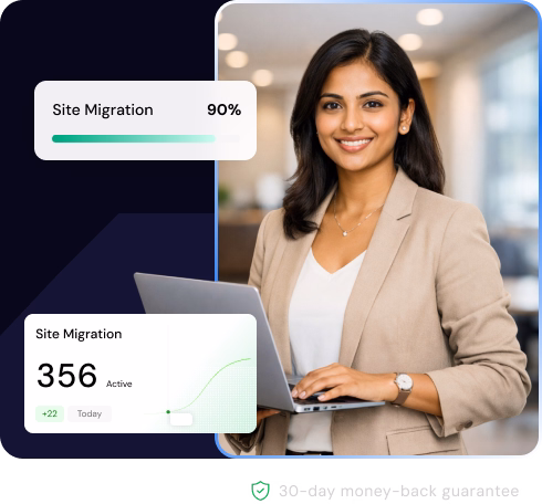 Illustration of a hosting migration being completed without downtime